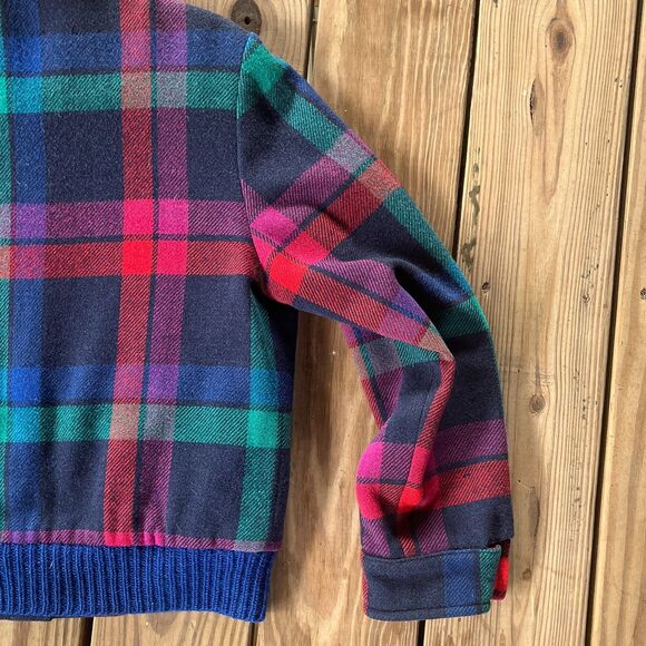 Vintage 1990s Pendleton Plaid Wool Bomber Jacket - Thinsulate Lining - S/M - Picture 6 of 16